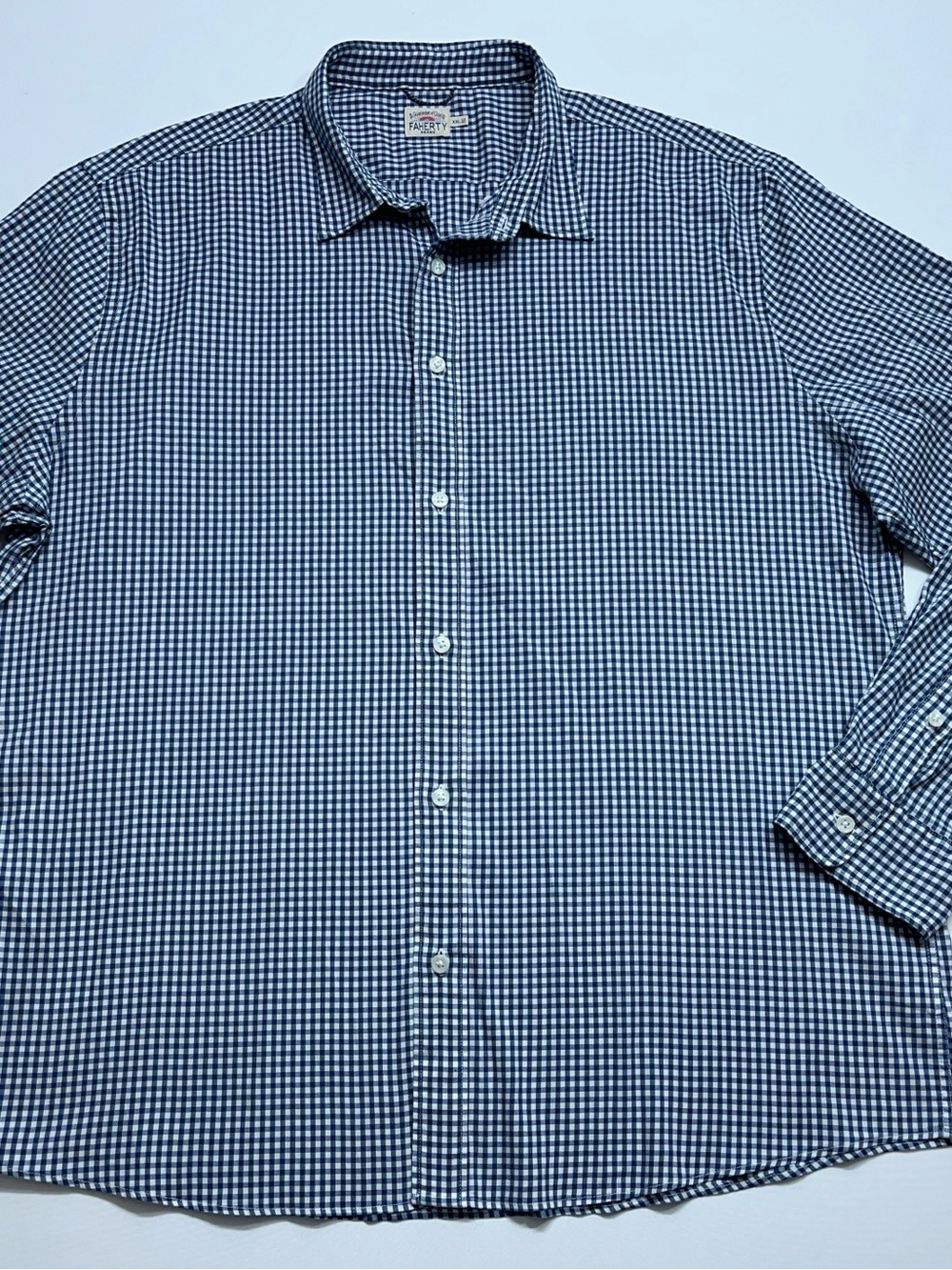 FAHERTY Button Down Shirt Mens Size XXL Long Sleeve Blue Check Huckberry - Picture 3 of 13
